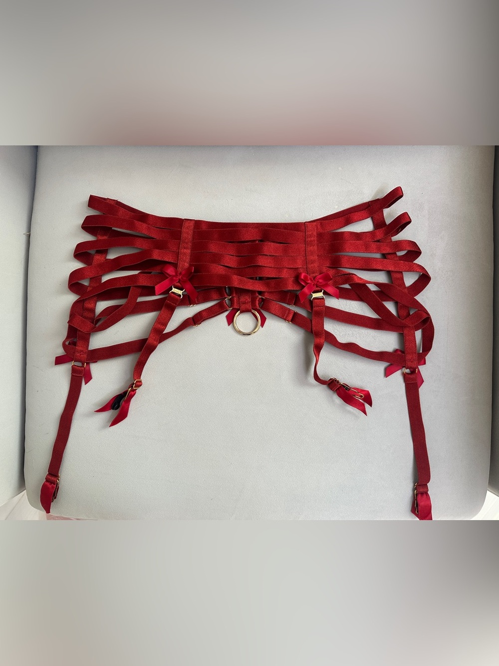 Bordelle Burnt Red Webbed Suspender Garter Belt | Medium| RARE ITEM